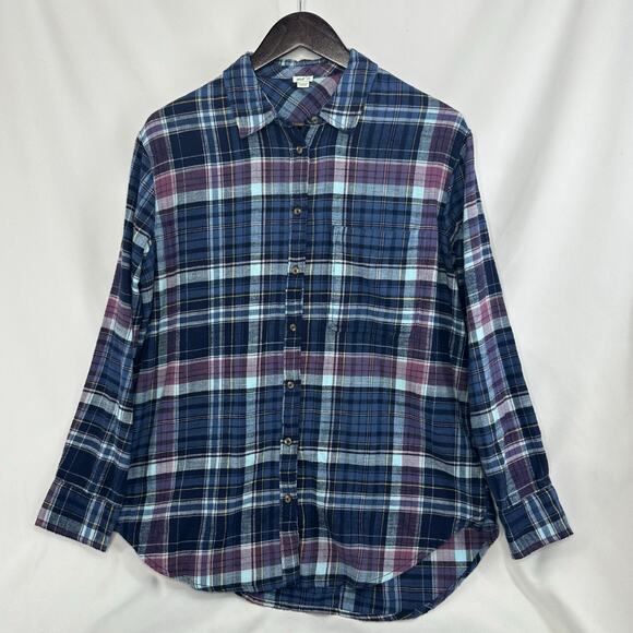 Aerie Oversized Flannel Small Blue Purple Cabincore Grunge Cozycore Campcore - Picture 1 of 5